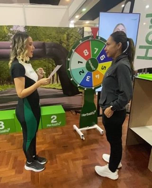 Prize-wheel game at a trade fair
